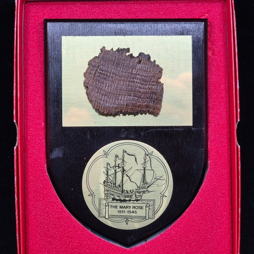 96 - A Mounted Piece of Timber from the Mary Rose Tudor Battleship with Certification and accompanying Le... 