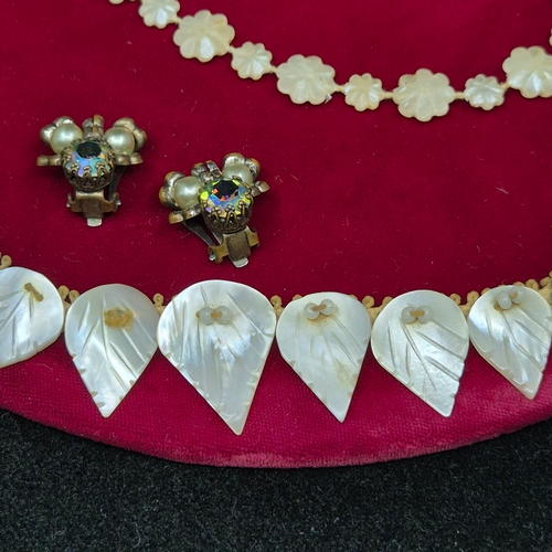86 - Two Mother of Pearl Necklaces together with Two Pairs of Vintage Clip on Earrings