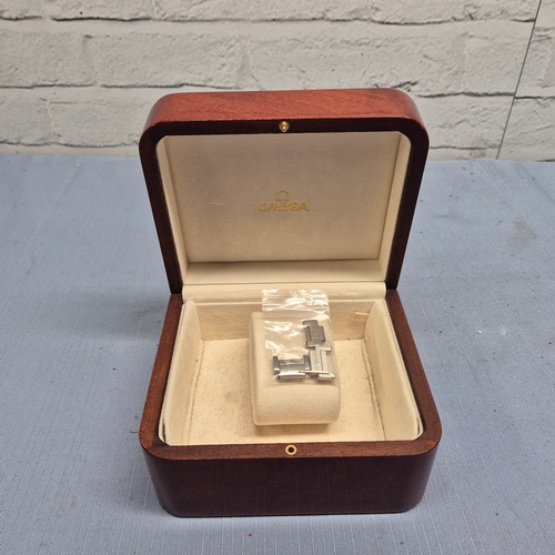 95 - A Genuine Omega Branded Watch Box together with some Links for a Strap
