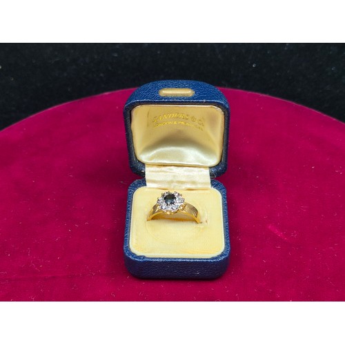 59 - An 18ct Gold Diamond and Sapphire Cluster Ring (approx. 4g)