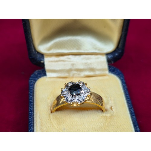59 - An 18ct Gold Diamond and Sapphire Cluster Ring (approx. 4g)