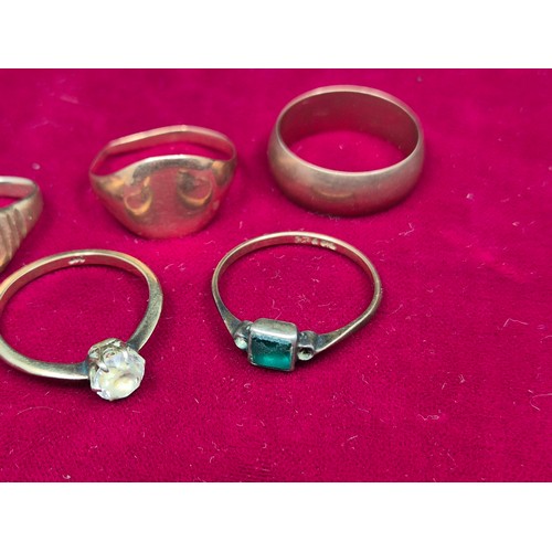 70 - A Collection of 9ct Gold Rings (approx. 12.7g) nb Rose Gold Ring Not H/m but XRF tested as 9ct