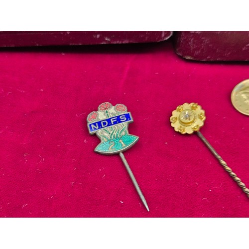 71 - Three Stick Pins to include USA Liberty Head Dollar Gold example