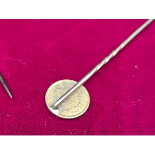 71 - Three Stick Pins to include USA Liberty Head Dollar Gold example