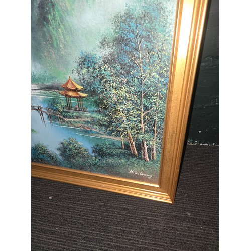 48 - Large Oriental Oil Painting, Signed - 100x70cm