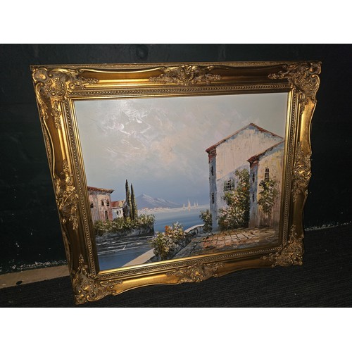 49 - Large framed European Coastal Painting 80x65cm