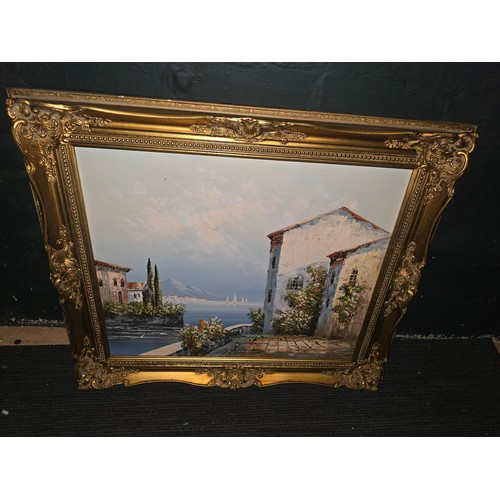 49 - Large framed European Coastal Painting 80x65cm
