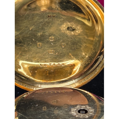 136 - 18ct Gold Open Face Pocket Watch with Key (51g)