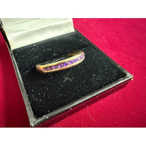 140 - 9ct Gold Amethyst Ring 2g Size V/W