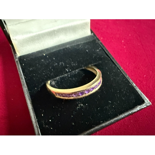 140 - 9ct Gold Amethyst Ring 2g Size V/W
