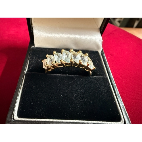142 - 9ct Gold Aquamarine Ring 2.56g Size V/W