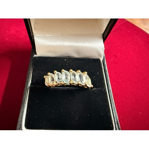 142 - 9ct Gold Aquamarine Ring 2.56g Size V/W