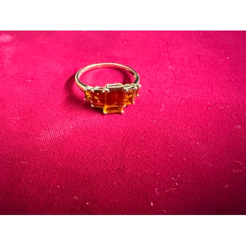146 - 9ct Gold & Orange Topaz Ring 2.53g Size V/W