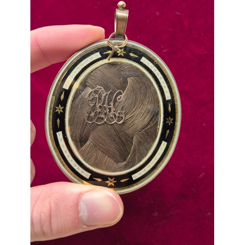 57B - A Gold Framed Georgian Miniature Portrait of a Gentleman on Ivory , with Hair Work and Monogrammed t... 