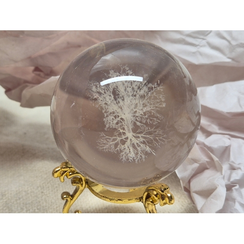56 - Two Decorative Crystal Balls, one containing a Jellyfish and another