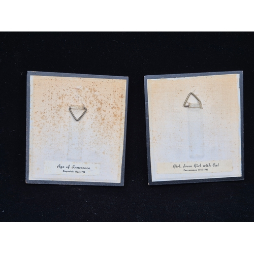 41 - A Pair of Portrait Miniature Prints after Joshua Reynolds and Jean-Baptiste Perroneau (approx 11cm x... 