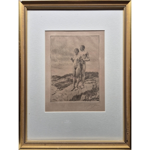 Anders Zorn (1860-1920) The Two, 1916 Etching signed in Pencil to bottom right 44cm x 33cm