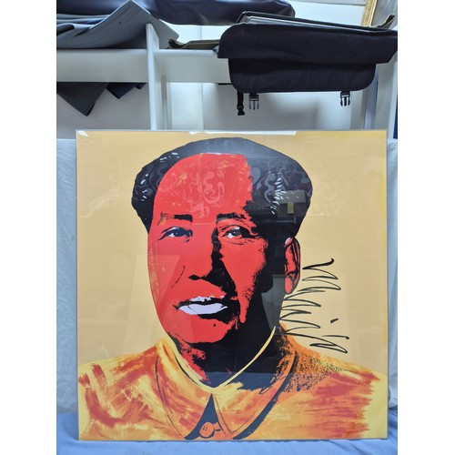656 - An Andy Warhol Chairman Mao Screen Print in Acrylic Frame (approx 93cm x 93cm)