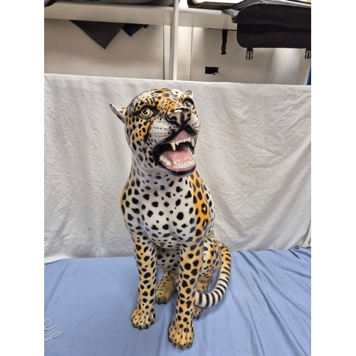 668 - An Italain Ceramic Statue of a Leopard (approx 89cm tall)
