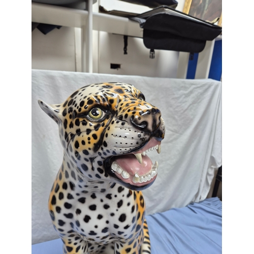 668 - An Italain Ceramic Statue of a Leopard (approx 89cm tall)