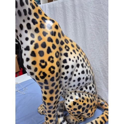 668 - An Italain Ceramic Statue of a Leopard (approx 89cm tall)