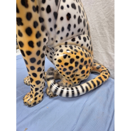 668 - An Italain Ceramic Statue of a Leopard (approx 89cm tall)