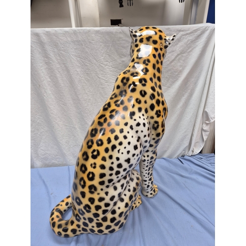 668 - An Italain Ceramic Statue of a Leopard (approx 89cm tall)