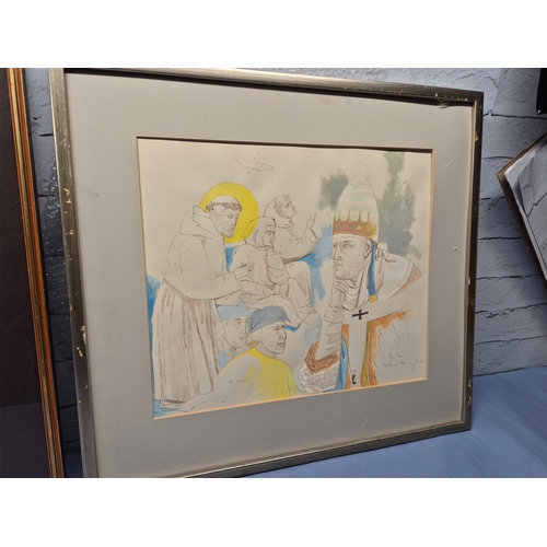 699 - Two Religious Drawings c.1980s, Both Signed and Dated
