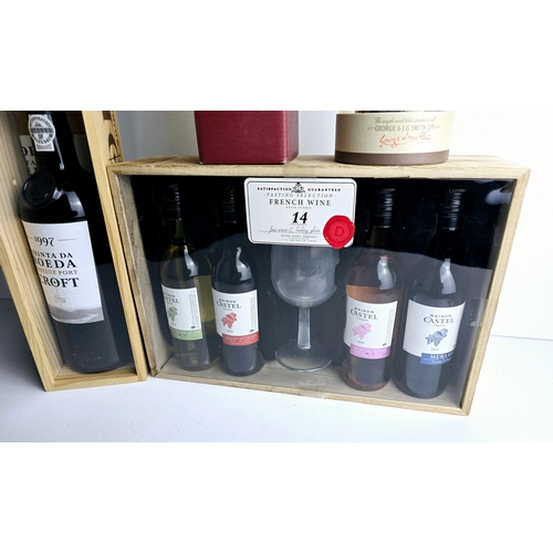 726 - Selection of unopened Alcohol gifts / sets including French wine, Port etc.