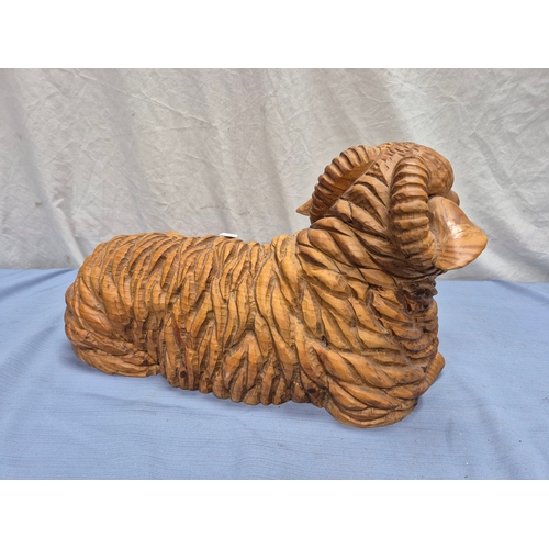 689A - A good quality Wooden Ram Statue (approx 55cm long)