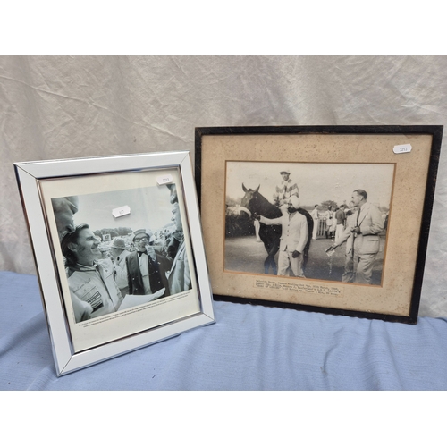 661 - Two Vintage Press Photographs to include F1 and Horse Racing interest