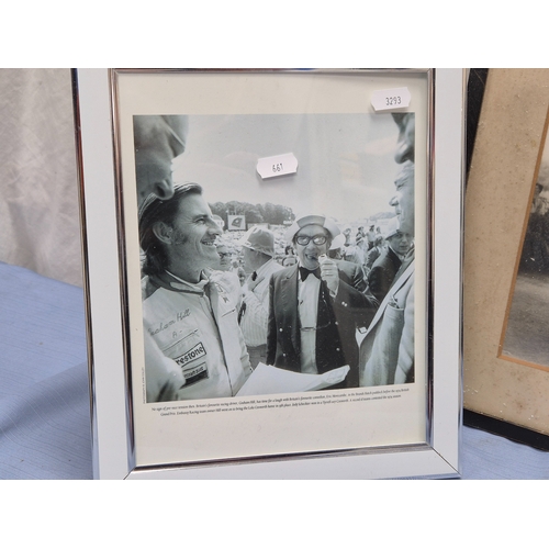 661 - Two Vintage Press Photographs to include F1 and Horse Racing interest