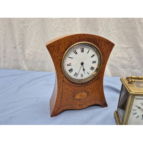 668A - Two Vintage French Mantel Clocks together with a Brass Carriage Clock
