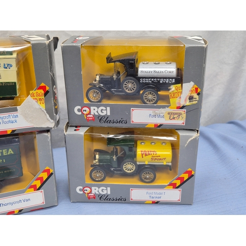 668C - A Collection of Corgi Classics Vehicles to include Thornycroft Trucks and Ford Model Ts