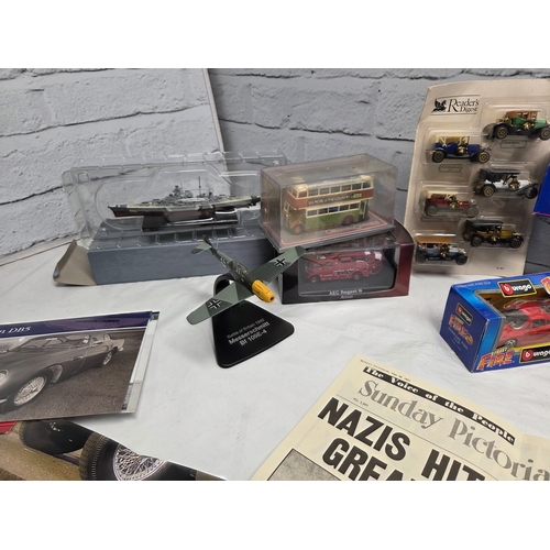 668F - A Collection of Toy Cars, Planes etc to include Atlas Editions, Corgi, Bburago