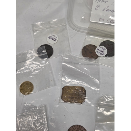 668K - A Collection of British Conder Tokens c. 1700s-1800s also including other Coins such as 1797 Cartwhe... 