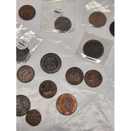 668K - A Collection of British Conder Tokens c. 1700s-1800s also including other Coins such as 1797 Cartwhe... 