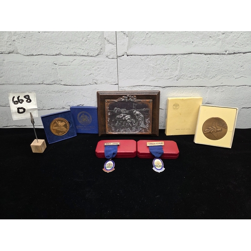 668O - A Mixed Lot to include Israel Commemorative Medal commemorating the Entebbe Raid, Pair of Silver Med... 