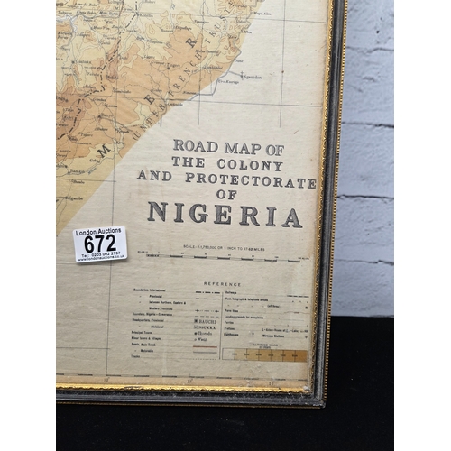 672 - A Vintage Road Map of Nigeria c. 1950 (approx 74cm x 61cm)
