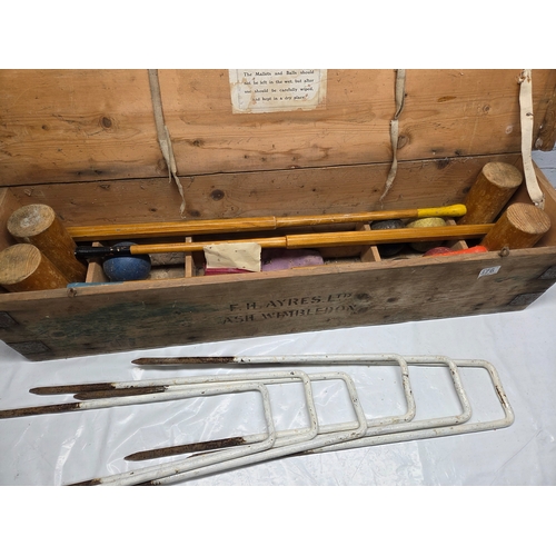 676 - An Antique FH Ayers Ash Wimbledon Croquet set