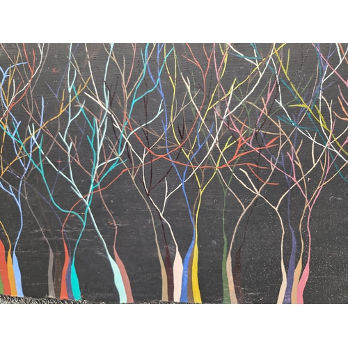 701 - An Abstract Oil on Canvas depicting Trees signed Brian Willey, 1998 and titled 'The Past' to rear (a... 