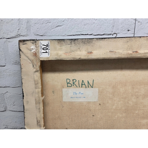 701 - An Abstract Oil on Canvas depicting Trees signed Brian Willey, 1998 and titled 'The Past' to rear (a... 
