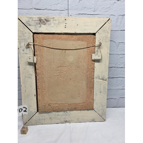 702 - An Oil on Stone Panel Painting of a Village Bridge (approx 57cm x 46cm)