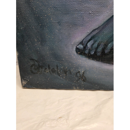 706 - Oidin Djalalova
Insomnia (Sleeplessness), Jan 1996
Oil on Canvas signed and titled to rear (approx 1... 