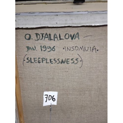 706 - Oidin Djalalova
Insomnia (Sleeplessness), Jan 1996
Oil on Canvas signed and titled to rear (approx 1... 
