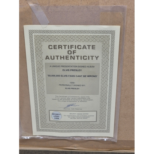 664 - A Framed Presentation Facsimile Elvis Presley Signed 50,000,000 Elvis Fans Can't Be Wrong Record (ap... 
