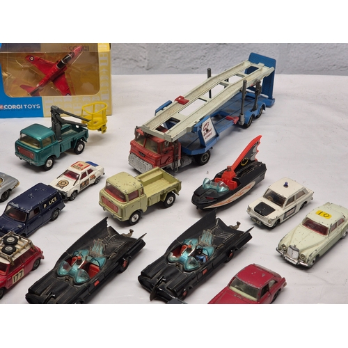 24 - A Collection of Vintage Corgi Cars to include a boxed die-cast jet aircraft