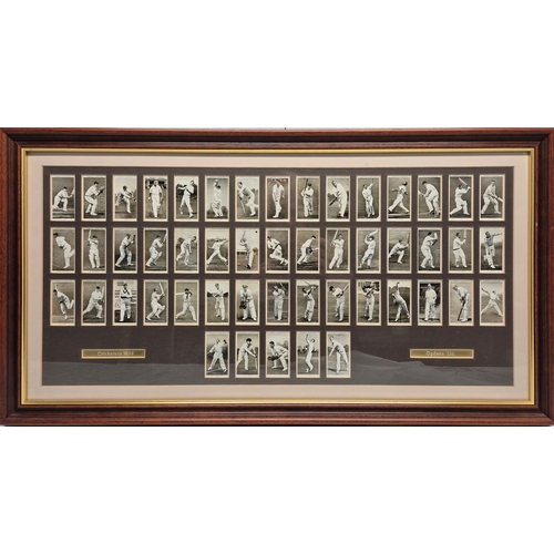 672A - A Complete Set of Ogden's Prominent Cricketers of 1938 Cigarette Cards in Framed Display (approx 78c... 