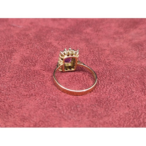 669A - 13ct Gold Diamond and Amethyst Ring Size 3g