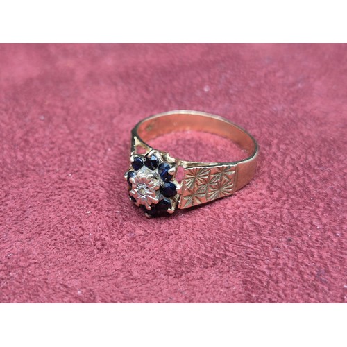 669C - 9ct Gold Diamond and Sapphire Ring 3g